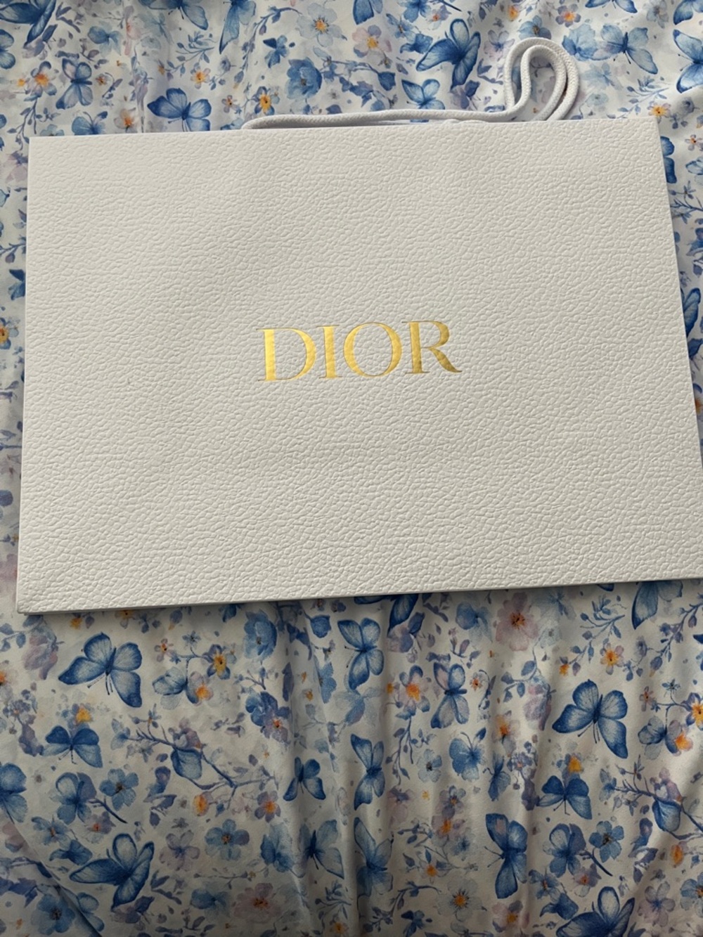 Dior White Shopping Bag with Gold Logo